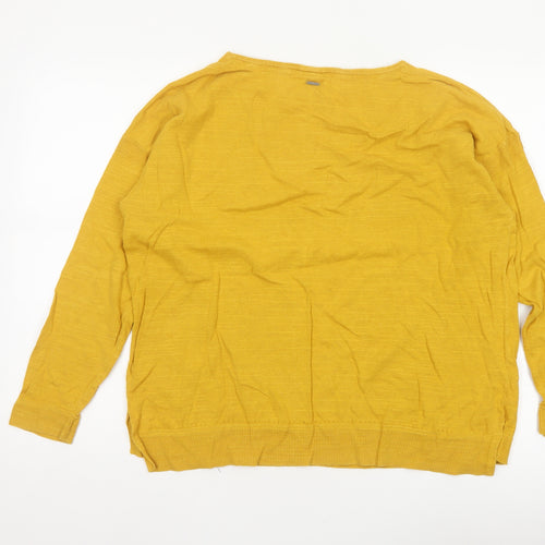 White Stuff Women Yellow Cotton Linen Knit Pullover Jumper UK 18