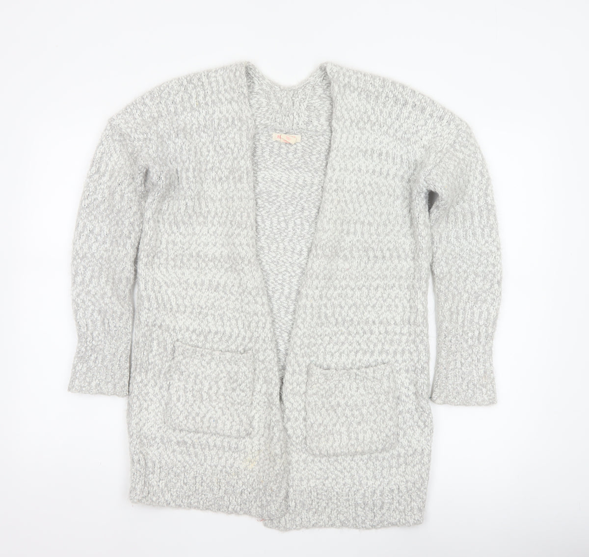 For Three Women Grey S Chunky Knit Open Longline Cardigan Pockets