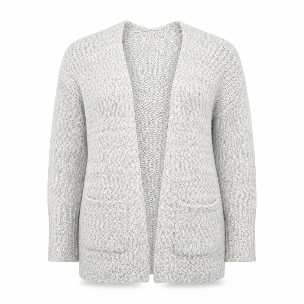 For Three Women Grey S Chunky Knit Open Longline Cardigan Pockets