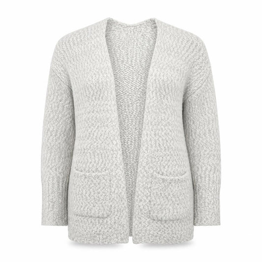 For Three Women Grey S Chunky Knit Open Longline Cardigan Pockets