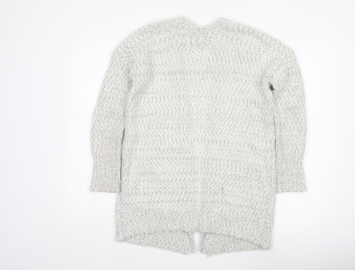 For Three Women Grey S Chunky Knit Open Longline Cardigan Pockets