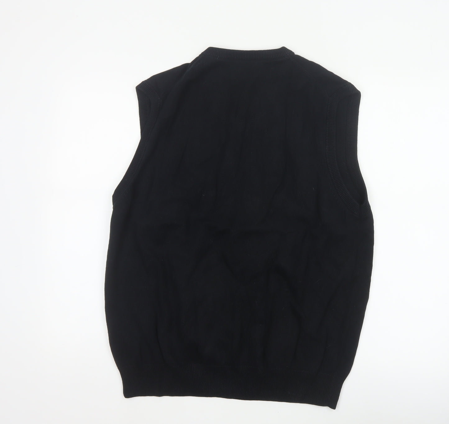 Blue Harbour Mens Black L V-Neck Cotton Knit Sleeveless Jumper Vest