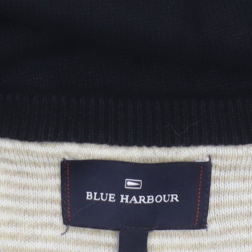 Blue Harbour Mens Black L V-Neck Cotton Knit Sleeveless Jumper Vest