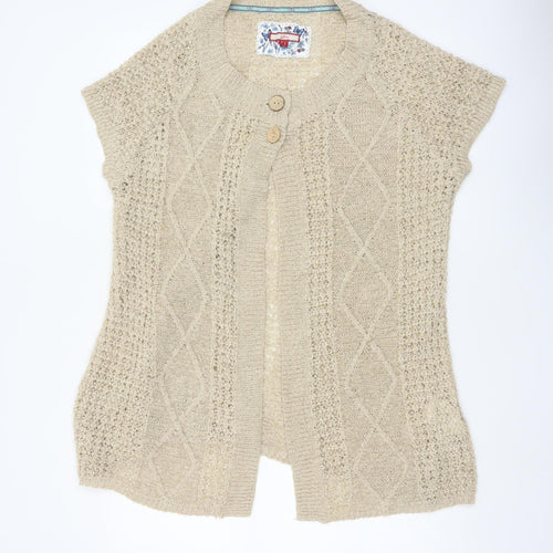 Joe Browns Women’s Beige UK 18 Open Knit Cap Sleeve Cardigan