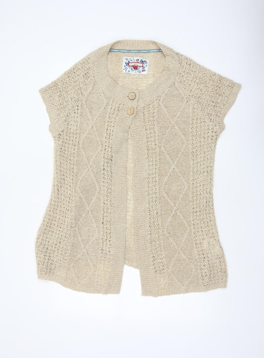 Joe Browns Women’s Beige UK 18 Open Knit Cap Sleeve Cardigan