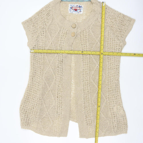 Joe Browns Women’s Beige UK 18 Open Knit Cap Sleeve Cardigan