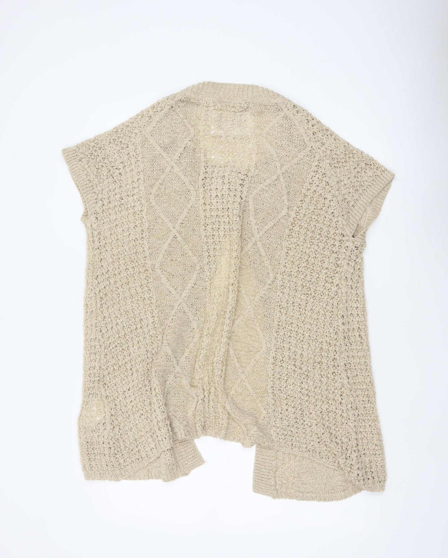 Joe Browns Women’s Beige UK 18 Open Knit Cap Sleeve Cardigan