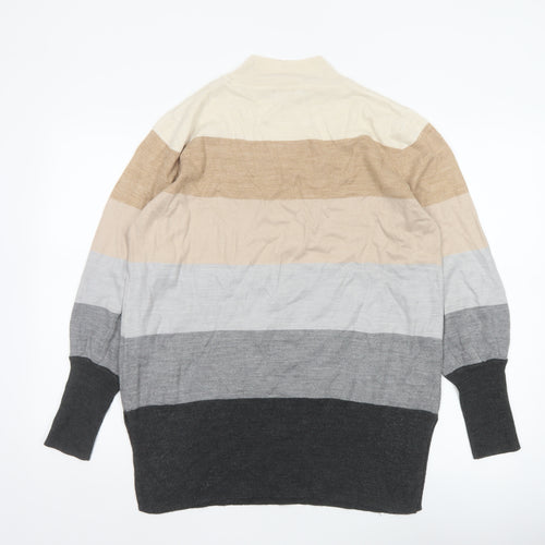 Marks and Spencer Women's Multicoloured M Mock Neck Striped Knit Jumper