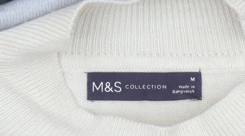 Marks and Spencer Women's Multicoloured M Mock Neck Striped Knit Jumper
