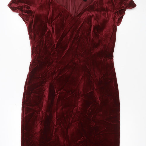 Opera by Richards Women Red Velvet Midi Sheath Dress UK 10 Party