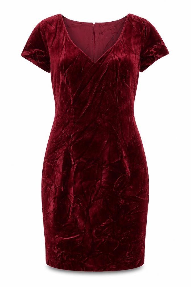 Opera by Richards Women Red Velvet Midi Sheath Dress UK 10 Party