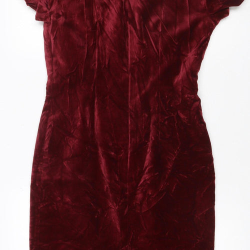 Opera by Richards Women Red Velvet Midi Sheath Dress UK 10 Party