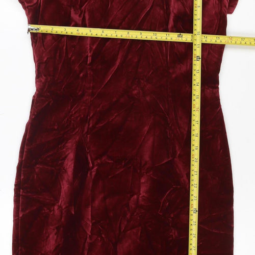 Opera by Richards Women Red Velvet Midi Sheath Dress UK 10 Party