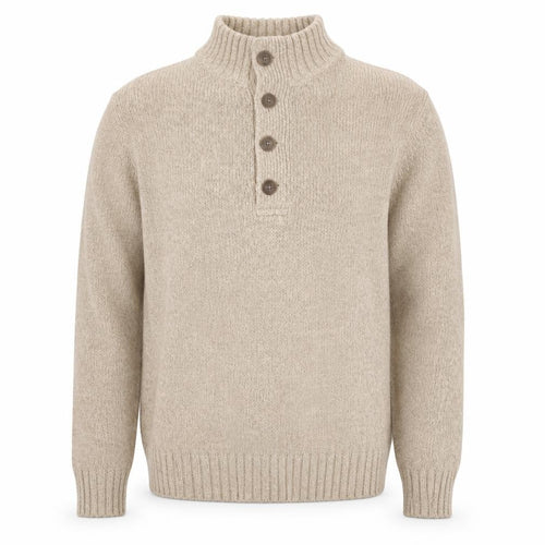L.L.Bean Men’s Beige Cotton Henley Jumper Size S Chunky Knit