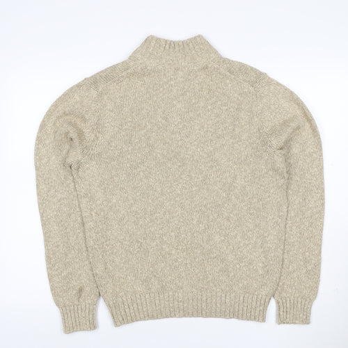 L.L.Bean Men’s Beige Cotton Henley Jumper Size S Chunky Knit