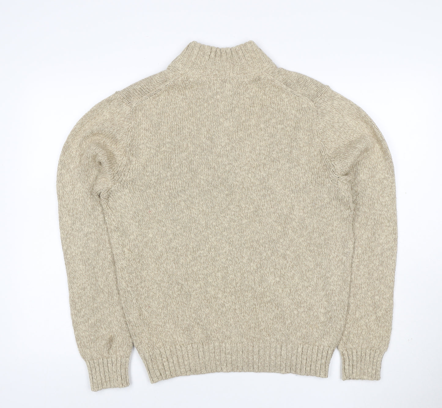 L.L.Bean Men’s Beige Cotton Henley Jumper Size S Chunky Knit