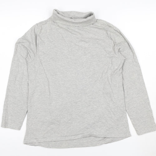 Threadbare Women Grey Size 12 Basic Roll Neck Long Sleeve T-Shirt