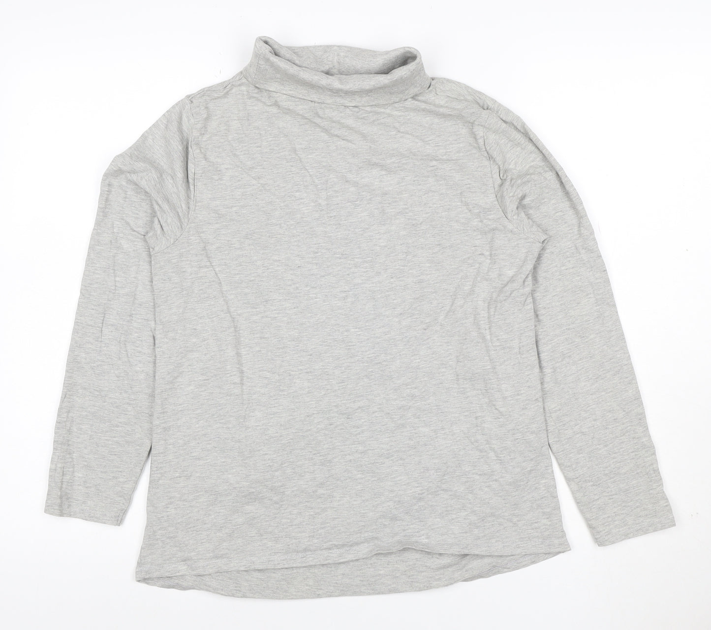 Threadbare Women Grey Size 12 Basic Roll Neck Long Sleeve T-Shirt