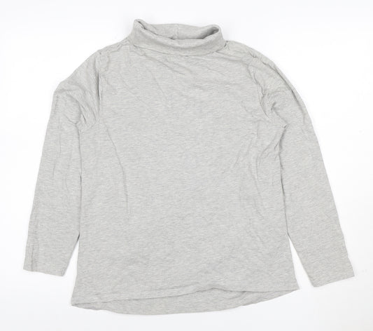 Threadbare Women Grey Size 12 Basic Roll Neck Long Sleeve T-Shirt