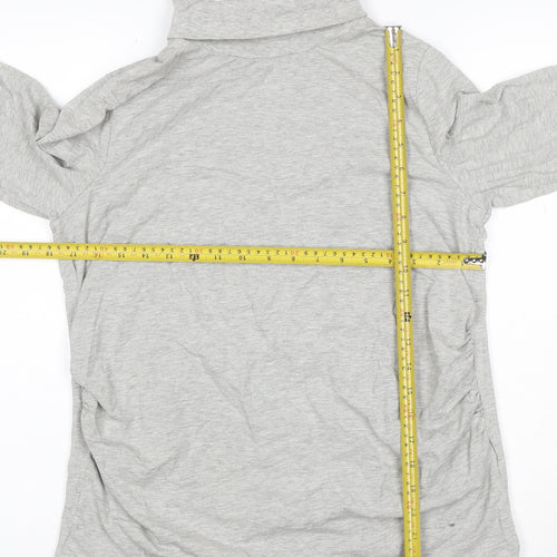 Threadbare Women Grey Size 12 Basic Roll Neck Long Sleeve T-Shirt