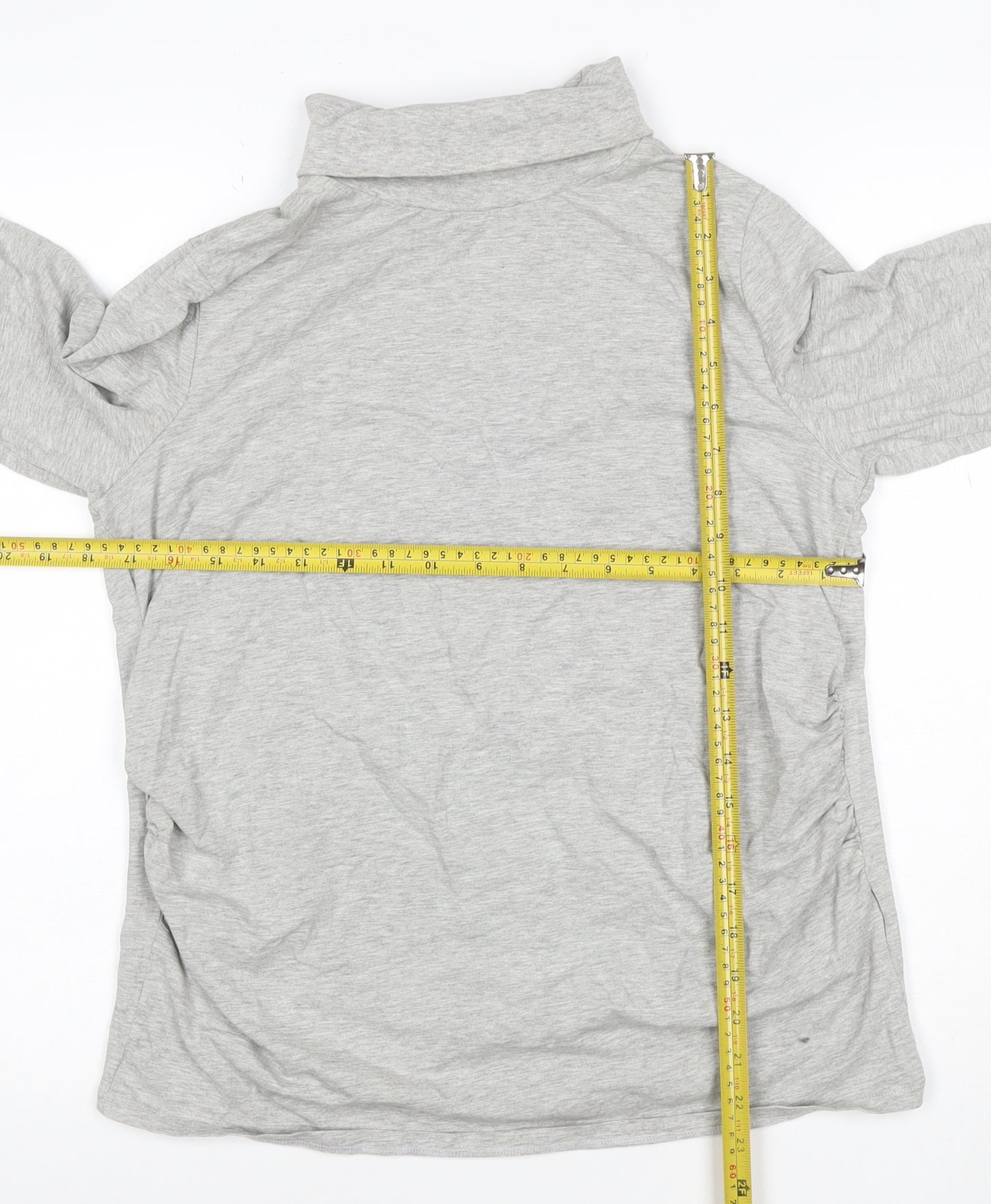 Threadbare Women Grey Size 12 Basic Roll Neck Long Sleeve T-Shirt