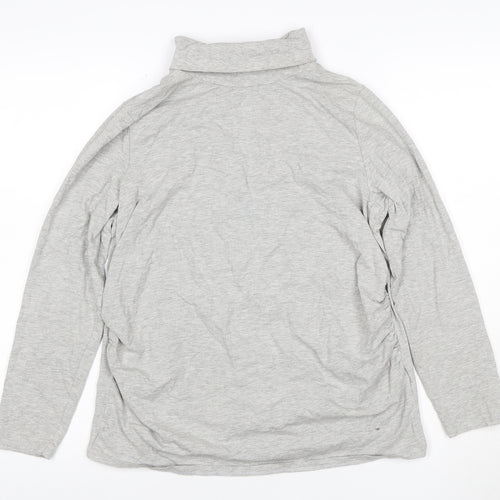 Threadbare Women Grey Size 12 Basic Roll Neck Long Sleeve T-Shirt