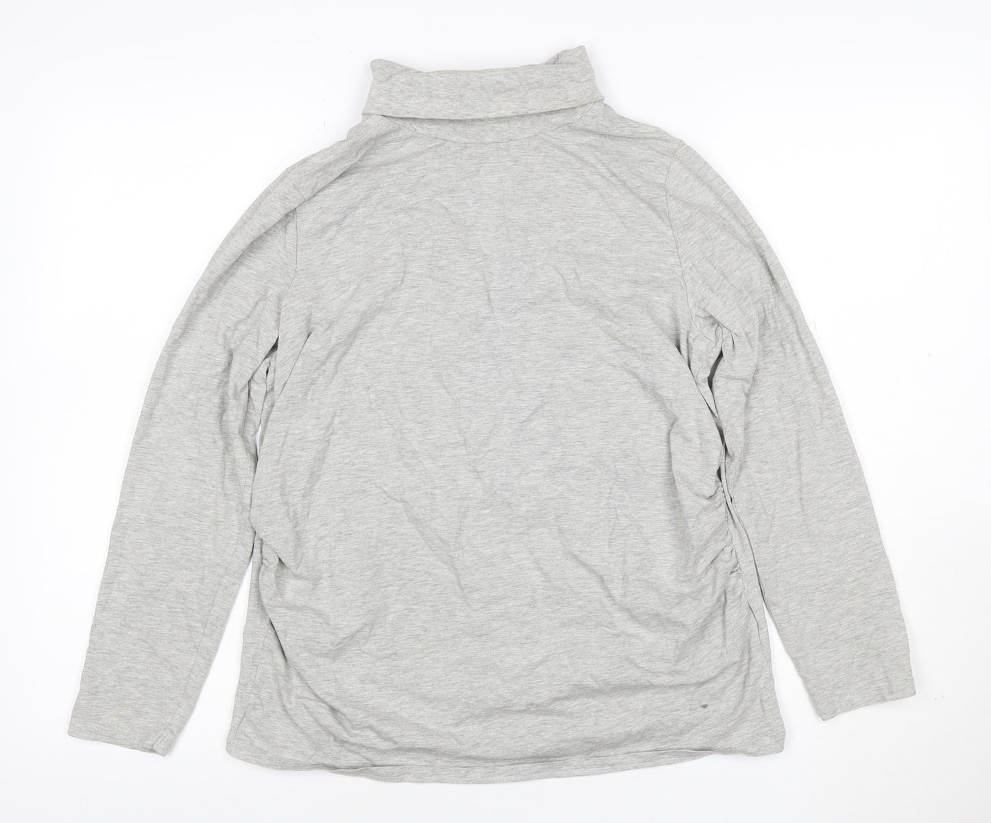 Threadbare Women Grey Size 12 Basic Roll Neck Long Sleeve T-Shirt