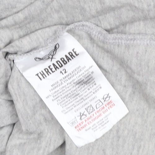 Threadbare Women Grey Size 12 Basic Roll Neck Long Sleeve T-Shirt