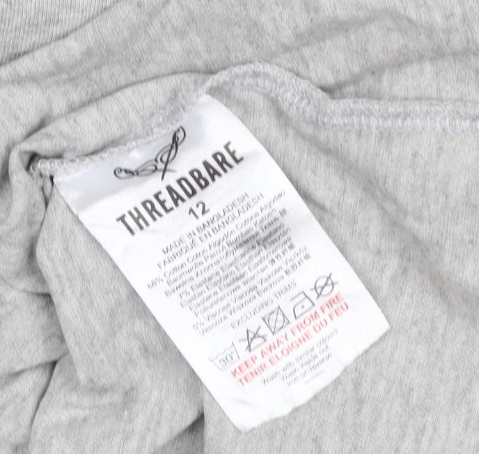 Threadbare Women Grey Size 12 Basic Roll Neck Long Sleeve T-Shirt