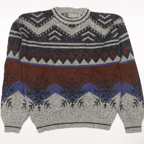 Big Bear Trading Co. Men's Multicoloured M Aztec Fair Isle Knit Jumper