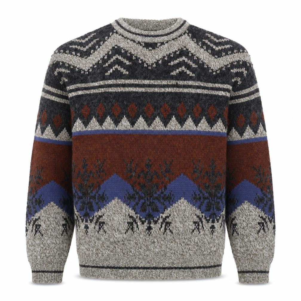 Front view of Big Bear Trading Co. Men's Multicoloured M Aztec Fair Isle Knit Jumper