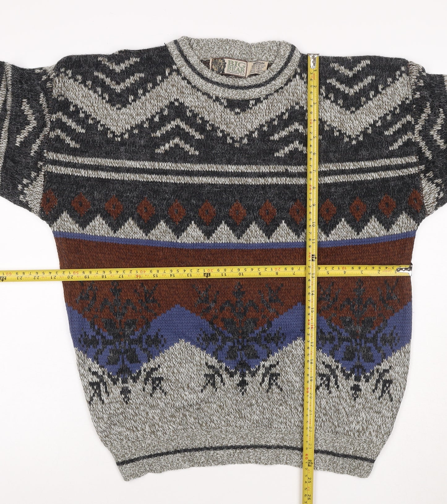 Big Bear Trading Co. Men's Multicoloured M Aztec Fair Isle Knit Jumper