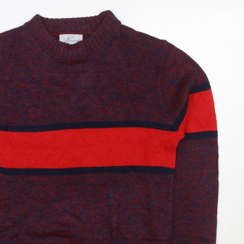 Pinnacle Men's Multicoloured S Striped Crew Neck Vintage Pullover Jumper