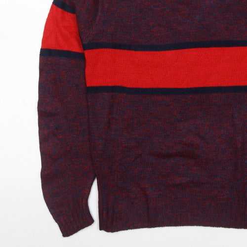 Pinnacle Men's Multicoloured S Striped Crew Neck Vintage Pullover Jumper
