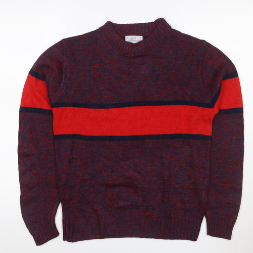 Pinnacle Men's Multicoloured S Striped Crew Neck Vintage Pullover Jumper