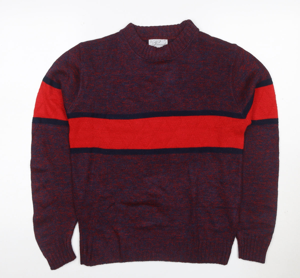 Pinnacle Men's Multicoloured S Striped Crew Neck Vintage Pullover Jumper