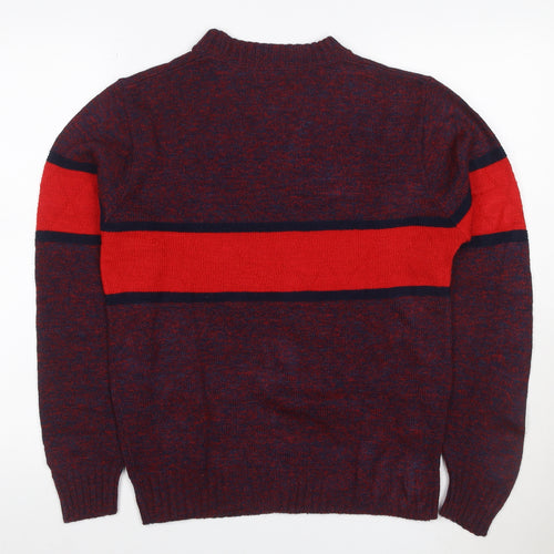 Pinnacle Men's Multicoloured S Striped Crew Neck Vintage Pullover Jumper