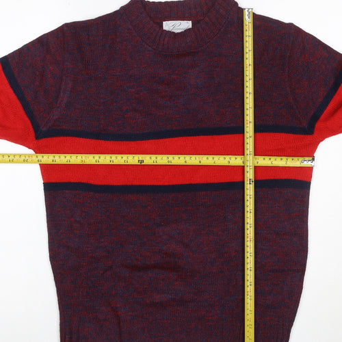 Pinnacle Men's Multicoloured S Striped Crew Neck Vintage Pullover Jumper