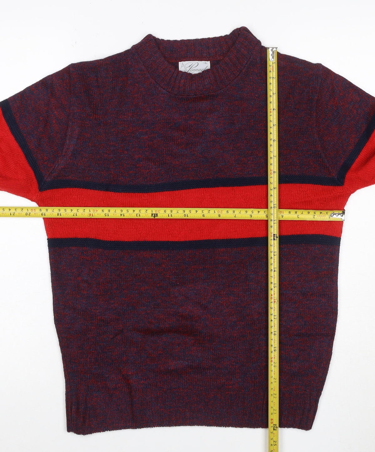 Pinnacle Men's Multicoloured S Striped Crew Neck Vintage Pullover Jumper