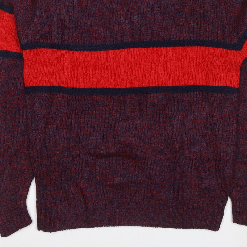 Pinnacle Men's Multicoloured S Striped Crew Neck Vintage Pullover Jumper