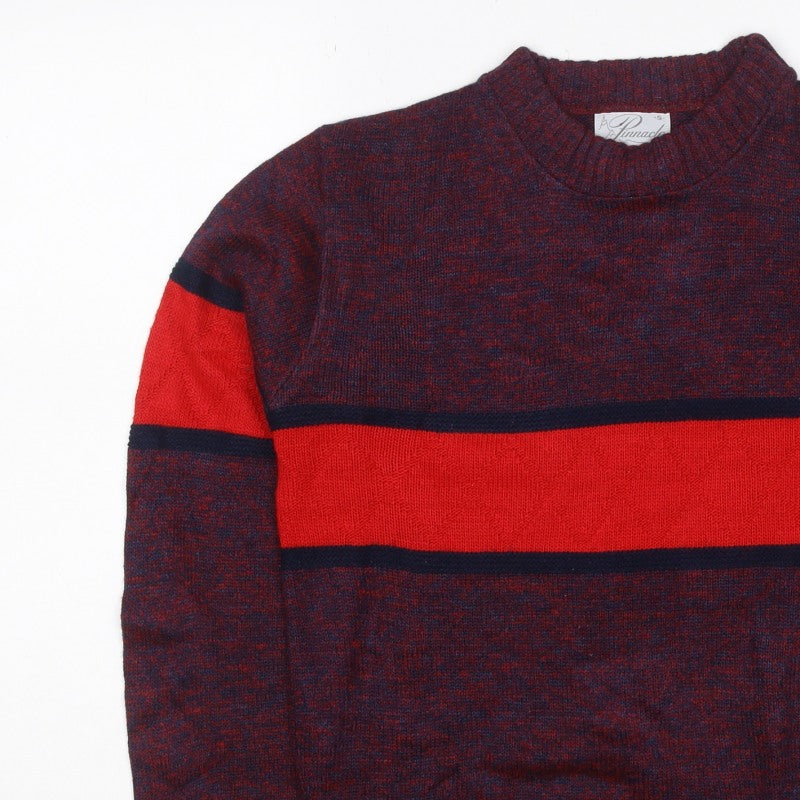 Pinnacle Men's Multicoloured S Striped Crew Neck Vintage Pullover Jumper