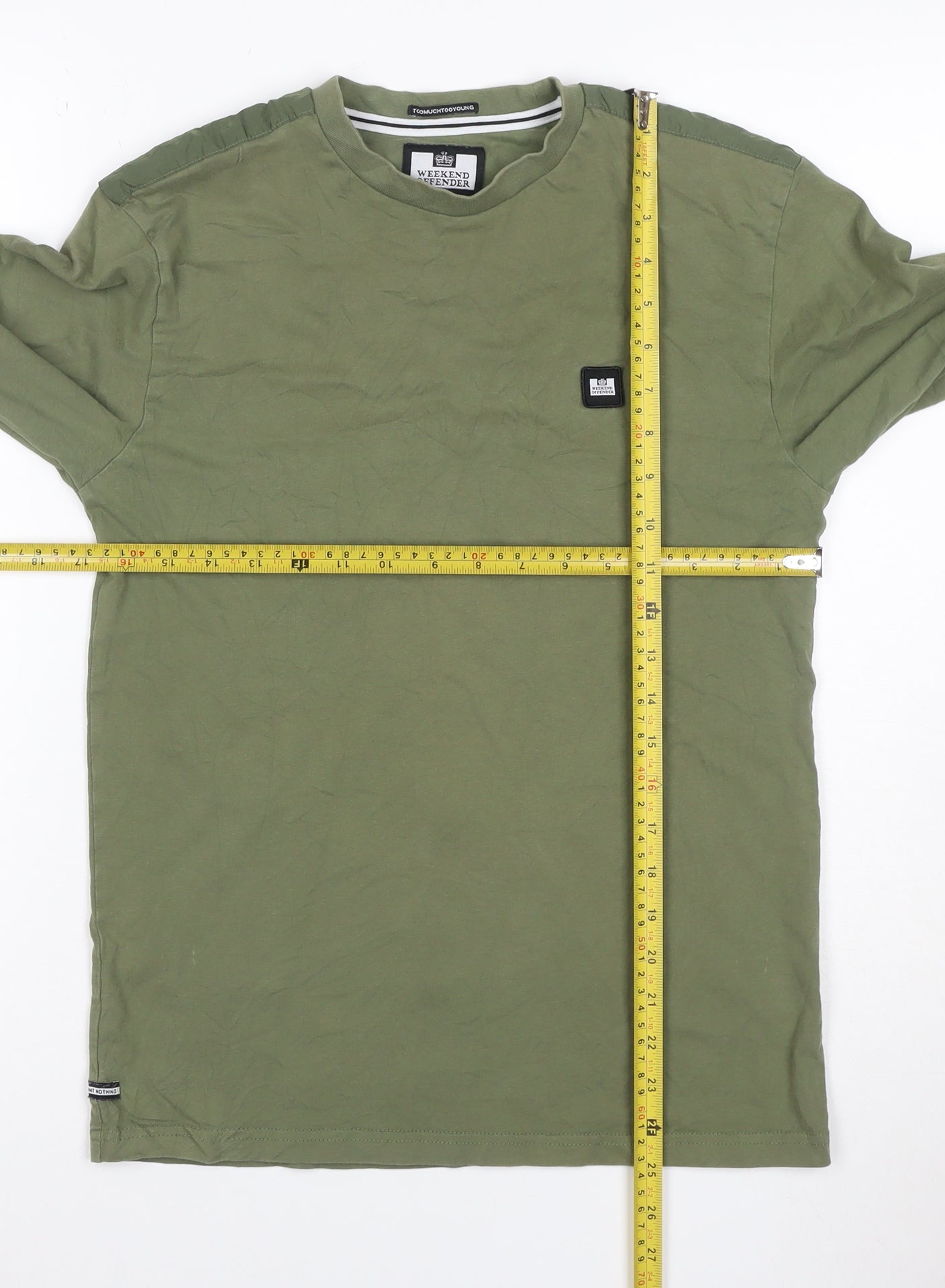Men's Weekend Offender Green XS Long Sleeve Crew Neck Logo T-Shirt