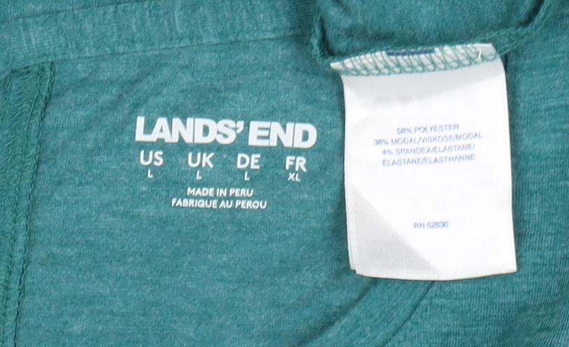 Lands' End Women Green UK 16 Modal Stretch Long Sleeve Tunic T-Shirt