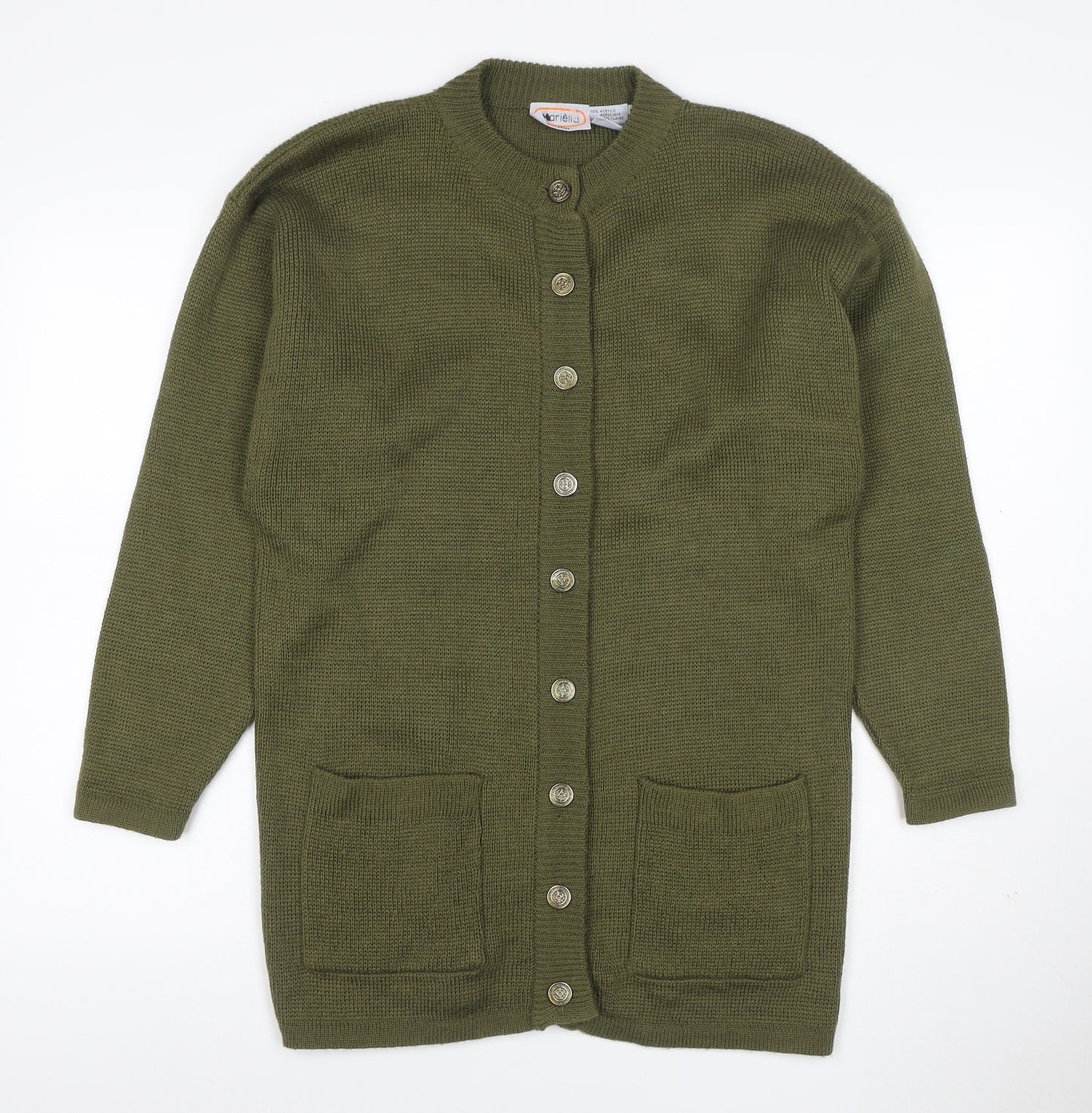 Mariella Women’s Green Size S Button Front Knit Cardigan with Pockets