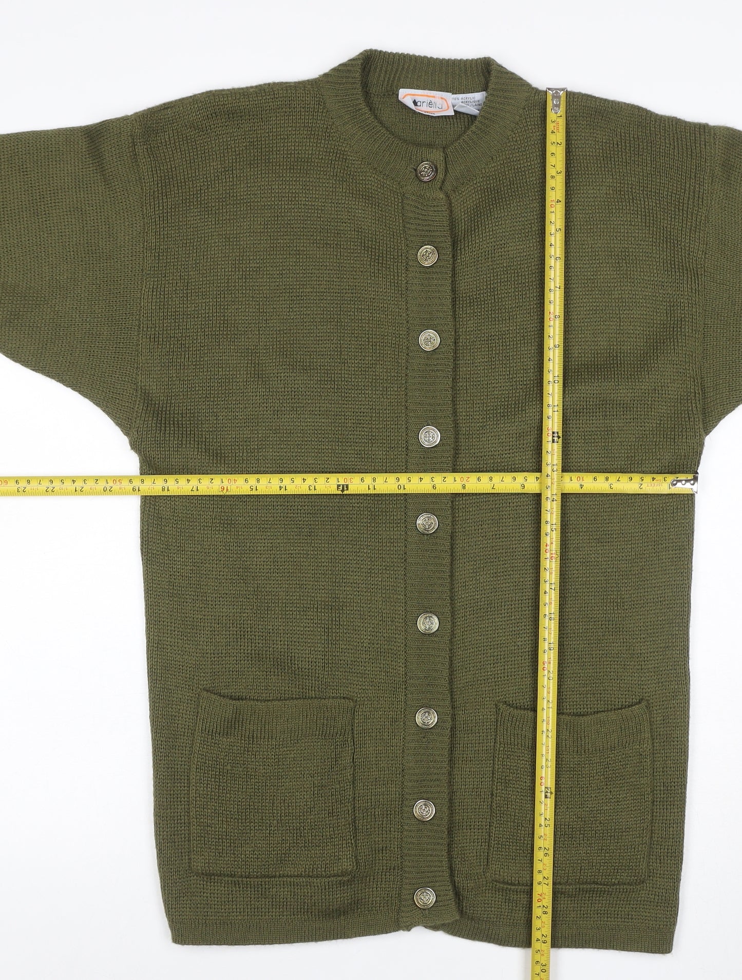 Mariella Women’s Green Size S Button Front Knit Cardigan with Pockets