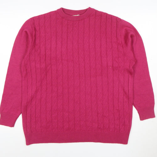 Where Australia Women’s Pink L Cable Knit Wool Blend Jumper