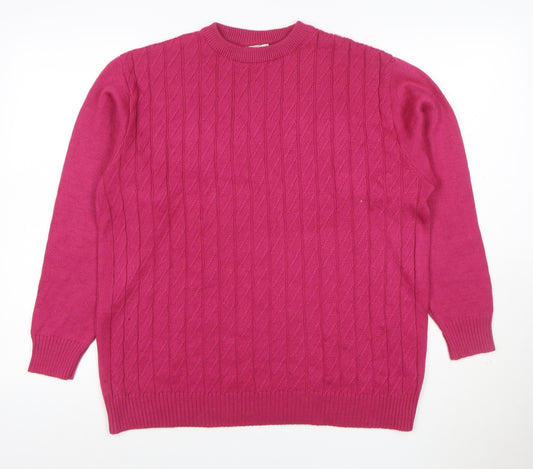 Where Australia Women’s Pink L Cable Knit Wool Blend Jumper