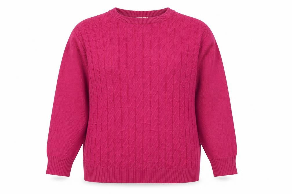 Front view of Where Australia Women’s Pink L Cable Knit Wool Blend Jumper