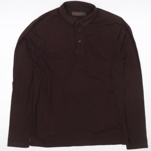 Fairlane & Sons Men’s Brown S Long Sleeve Button Polo Shirt
