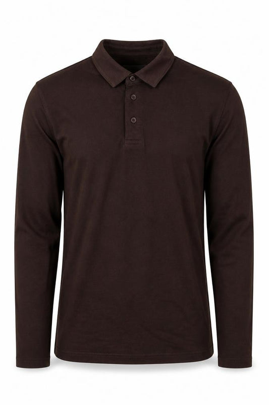 Fairlane & Sons Men’s Brown S Long Sleeve Button Polo Shirt